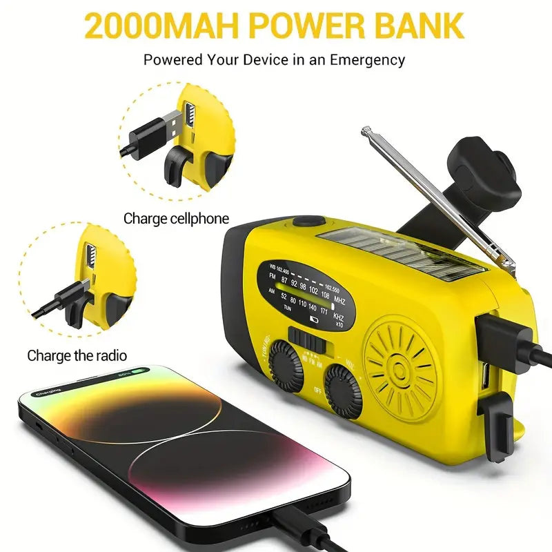Emergency Hand Crank Radio with Power Bank Phone Charger-4