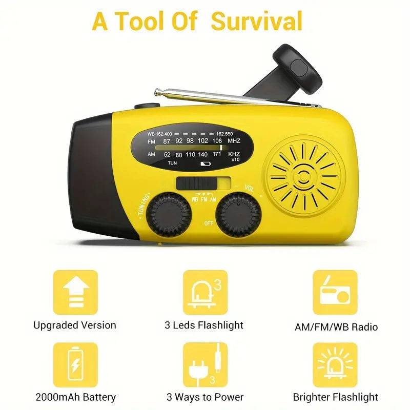 Emergency Hand Crank Radio with Power Bank Phone Charger-3
